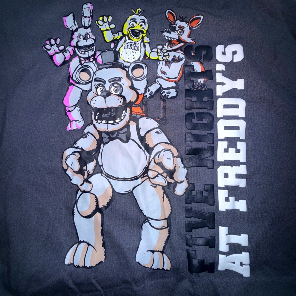Five Nights at Freddys Hoodie Kids M NWT Gray Graphic Pullover Sweatshirt